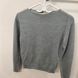 Pale Blue Sweater with Embroidered Detail